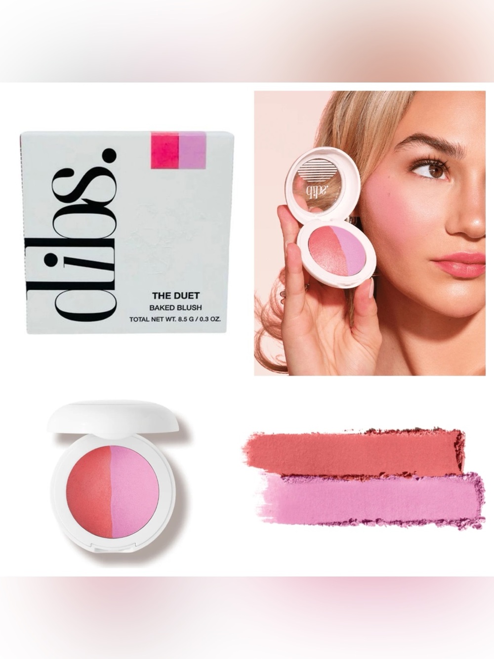 NIB Dibs Beauty The Duet Baked Blush Pop Star